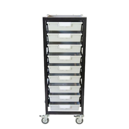 Storsystem Commercial Grade Mobile Bin Storage Cart with 9 Gray High Impact Polystyrene Bins/Trays CE2097DG-9SLG